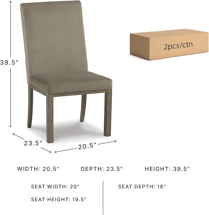 Signature Design by Ashley Chrestner Contemporary Upholstered Dining Chair, 2 Count, Gray & Brown