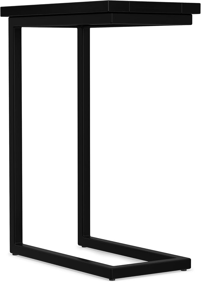 SIMPLIHOME Skyler C-Side Table - 18" Wide x 24" High Solid Mango Wood and Metal Slide-Under Table in Black, Industrial Accent Table or End Table for Living Room with Space-Saving Design, Assembled