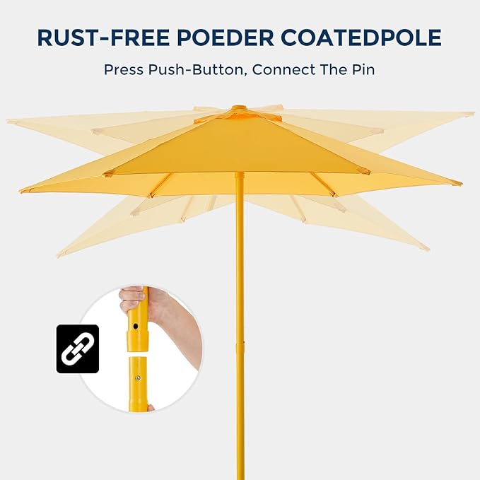 HOMSHADE Outdoor Patio Umbrella - Market Table Pool Deck Umbrella with Push Button Tilt, Crank, UPF50+ UV Protection and Sturdy Ribs, 3-Year Fade Resistance, 220GSM Solution-Dyed Fabric (No base)