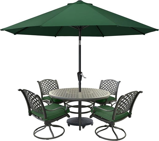 MASTERCANOPY 10FT Patio Umbrella with Push Button Tilt and Crank, Outdoor Market Umbrella with 8 Sturdy Ribs, UV Protection & Waterproof for Garden, Deck, Backyard, Pool (Forest Green)