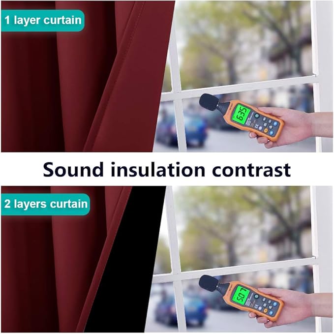 NICETOWN Cold Reducing 100% Blackout Curtains Bedroom Red, Thermal Insulated Curtains, Rod Pocket/Back Tab Drapes for Window Decor (Set of 2, 52 inches Wide by 63 inches Long)