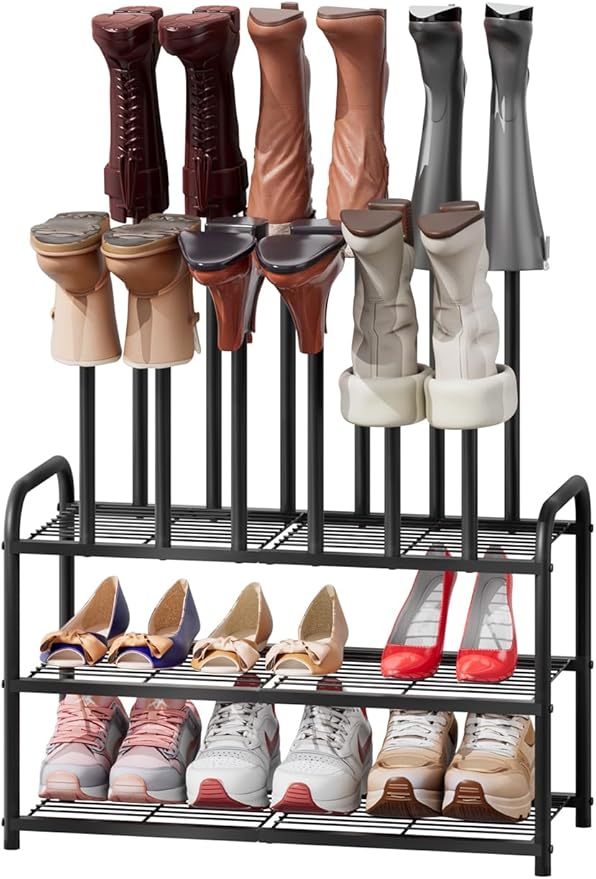 Tall Boot Rack, Boot Rack Organizer, Tall Boots with Shoe Rack for Closet, Shoe Shelf Storage Organizer for Entryway Space