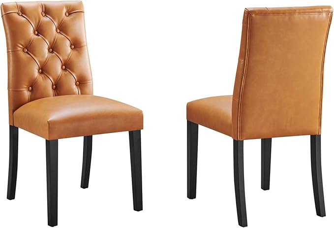 Modway EEI-3472-TAN Duchess Dining Chair Vinyl Set of 2, Tan