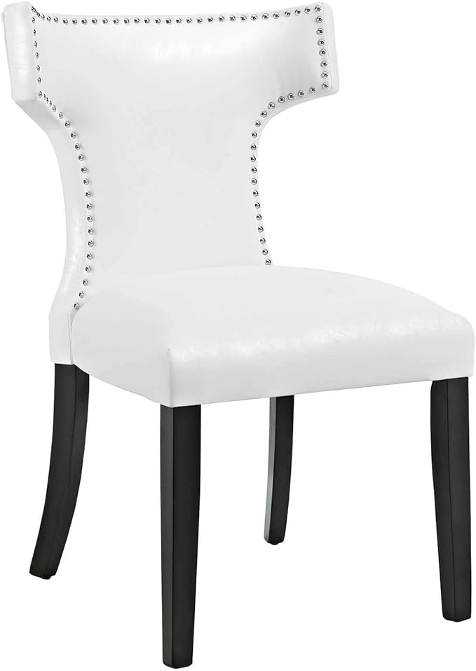 Modway EEI-3949-WHI Curve Dining Chair Vinyl Set of 2, White