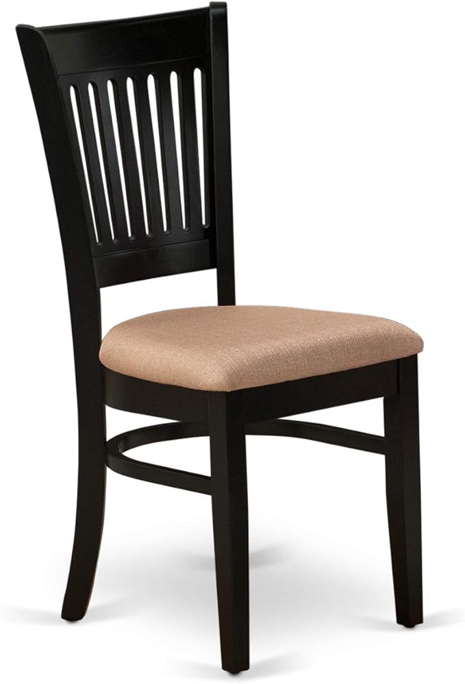 East West Furniture ANVA5-BLK-C 5 Piece Dining Room Furniture Set Includes a Round Dining Table with Pedestal and 4 Linen Fabric Upholstered Chairs, 36x36 Inch, Black