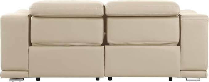 BlackJack Furniture Venice Top Grain Italian Leather Power Recliner Loveseat Sofa - 80" Theater Seating Modern Couch for Living Room Apartment Lounge Home with Adjustable Headrests & USB Port, Beige