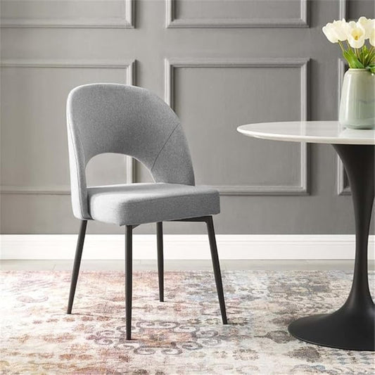 Modway Rouse Upholstered Fabric Dining Side Chair, Black Light Gray