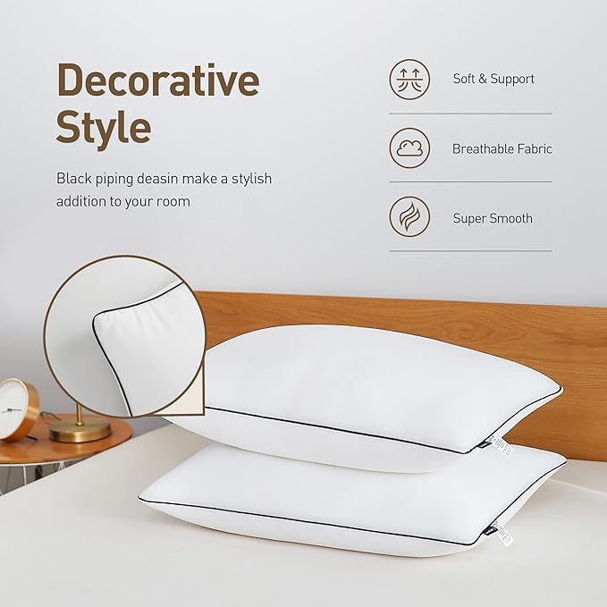 Acanva Cooling Bed Pillows for Sleeping Set of 4, Hotel Quality with Premium Soft and Supportive 3D Down Like Filling for Back, Stomach, or Side Sleepers,Machine Washable, King(Pack of 4), White