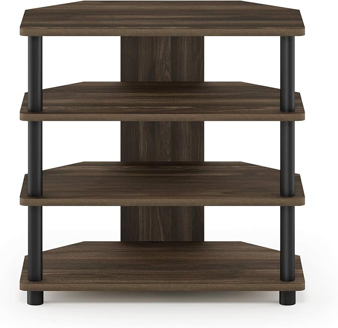 Furinno Turn-N-Tube Easy Assembly 4-Tier Petite Entertainment Center / TV Stand / TV Unit / TV Desk, Columbia Walnut/Black