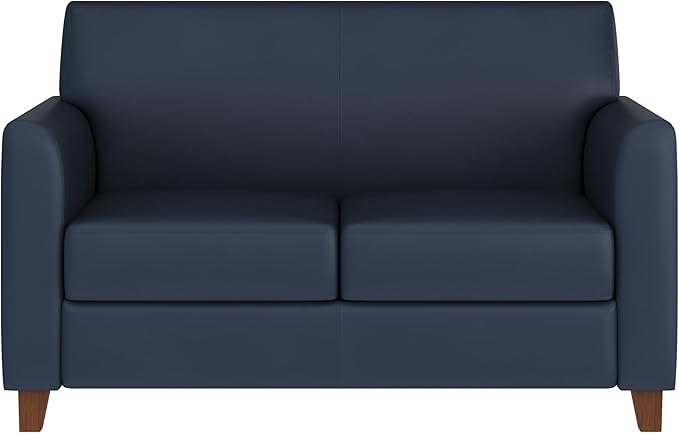 Flash Furniture Hercules Diplomat Series LeatherSoft Upholstered Loveseat, Modern Small Sofa for Living Room or Office, Navy