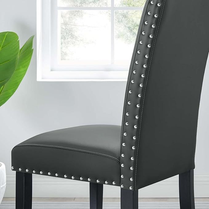 Parcel Dining Faux Leather Side Chair in Gray