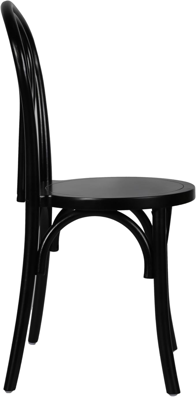 Flash Furniture Betsy Commercial Solid Wood Dining Chair, Thonet Style, Stackable Design, Mortise and Tenon, 350 lbs. Static Weight Capacity, Black