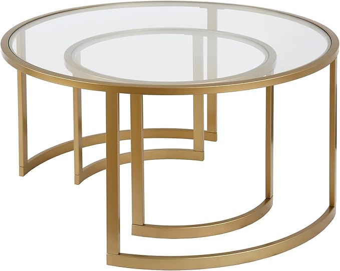 Mitera Round Nested Coffee Table in Brass