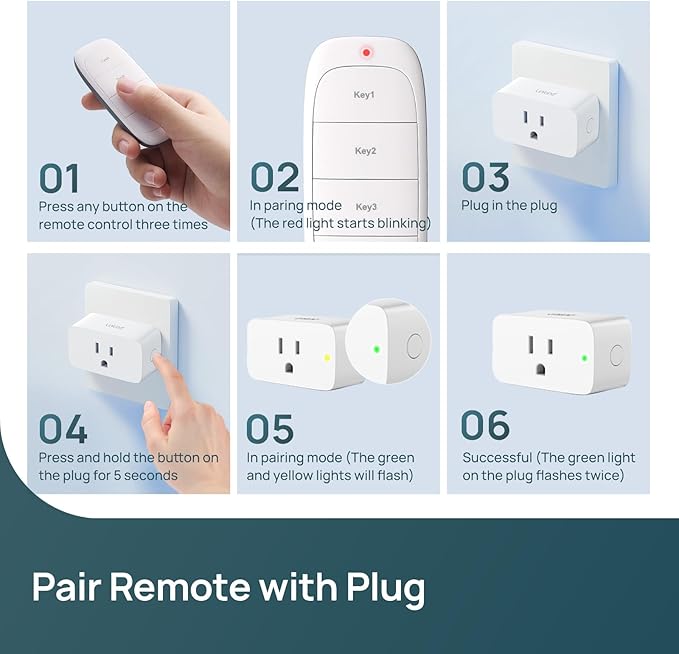 Linkind Plug Remote, Exclusive for Linkind/AiDot Smart Plug, Bluetooth Switch, Smart Outlet, Remote Button Control, On Off Power Switch, 98FT RF Range, Wire-Free, 1 Pack