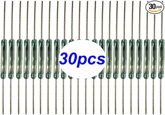 30pcs Reed Switch, Normally Open (N/O) Magnetic Induction Switch, Miniature Reed Contact (2mm x 14mm)