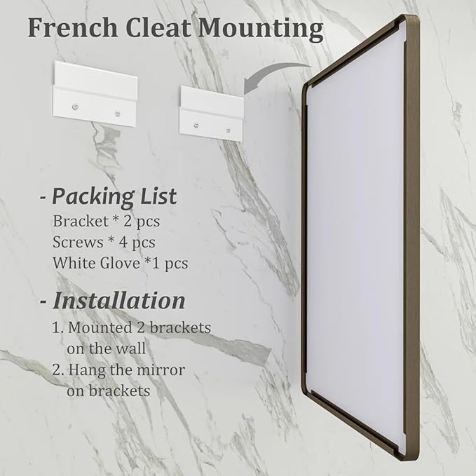 44x30 Bronze Bathroom Mirror, Brushed Metal Bathroom Vanity Mirrors for Wall, Rounded Corner Bronze Rectangle Mirror for Farmhouse, Bedroom, Anti-Rust (Horizontal/Vertical)
