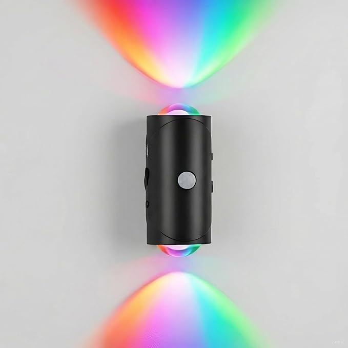 Rechargeable Motion Sensor Wall Sconce, Battery Operated Indoor Night Light with Magnetic Mount, RGB Colorful LED Ambient Lighting for Hallway, Stairs, Bathroom & Kids Room (USB-C)
