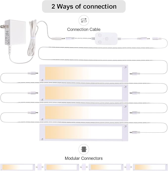 4pack 7inch Dimmable LED Kitchen Light Kit, 2700-6000K Smart Closet Cabinet Lighting Fixture APP Control, Work with Alexa, Google Assistant, for Under Counter, Garage, Pantry (White)