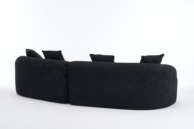 110" Oversized Cloud Sectional Sofa Modern Curved Boneless Couches for Living Room, 4-Seater Extra Deep Seat Foam Floor Compressed Couch w/Tight Backrest and 4 Pillows,Chenille Sofa & Couches | Breathable material, Non-slip, No Assembly Required