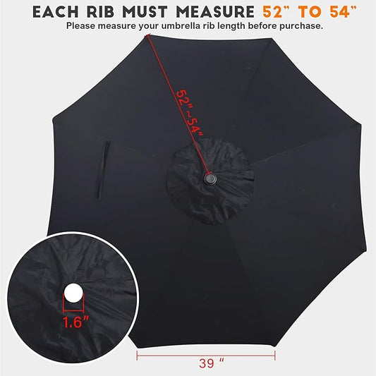 Blissun 9ft Patio Umbrella Replacement Canopy, Market Umbrella Top, Outdoor Table Umbrella Canopy for 8 Ribs, Canopy Only