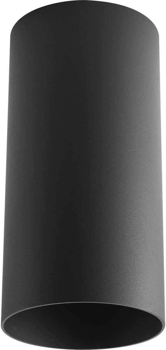 Progress Lighting 6-in Cylinder Outdoor Ceiling Light, 1-Light Modern Flush Mount, Interior and Exterior, Home or Porch, Aluminum, 6" W x 12". H, Black, P5741-31