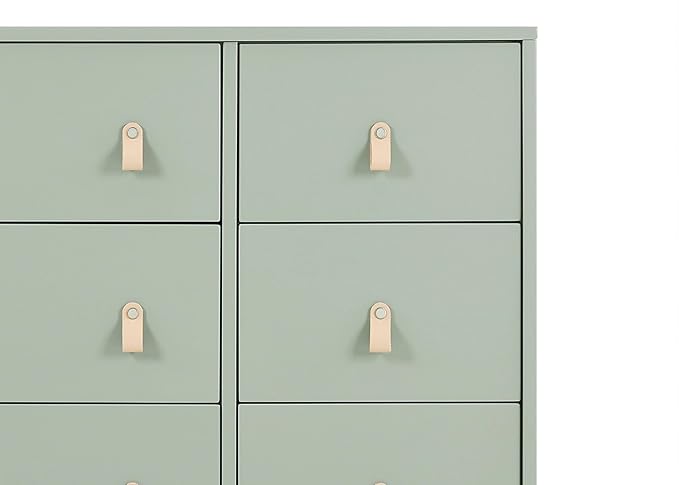 babyGap Legacy 6 Drawer Dresser with Leather Pulls and Interlocking Drawers by Delta Children - Greenguard Gold Certified, Sage Green w/Natural