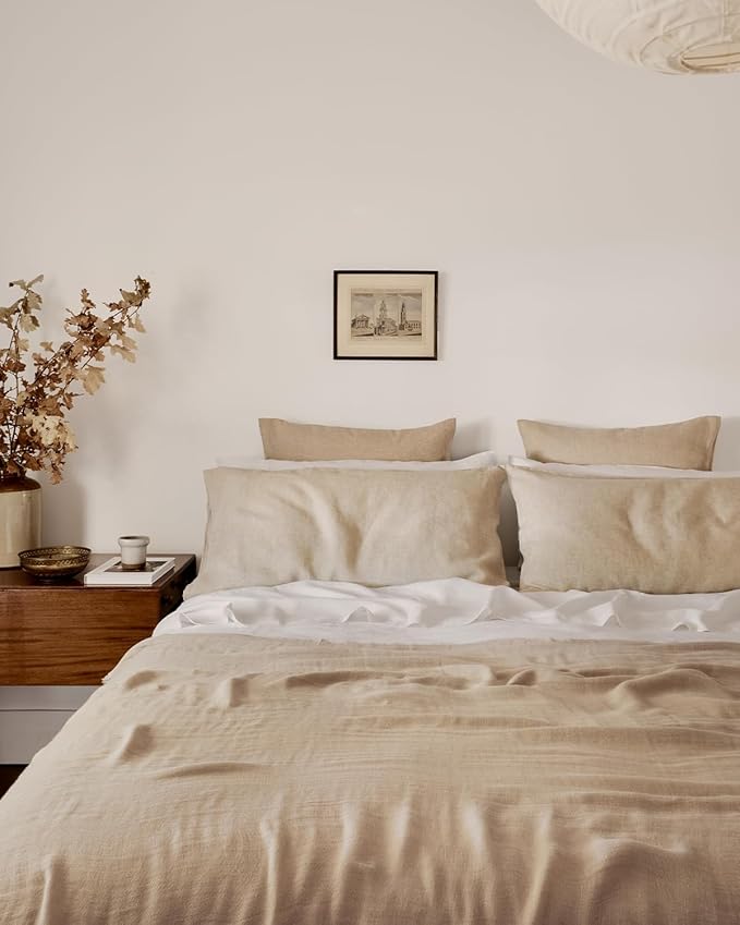 Bed Threads - Linen Muslin Throw - 100% French Flax Linen - Double-Layered & Frayed Edge - Eco-Friendly - Soft & Delicate Blanket - Classic Solid Colorway - Machine Washable - 87” x 59” - Oatmeal