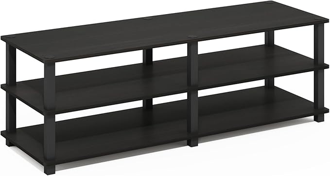 Furinno TURN-S-TUBE TV Stand, 3-Tier No Tools Entertainment Center, TV Console for TV up to 46 Inch, for Living Room, Bedroom, Espresso