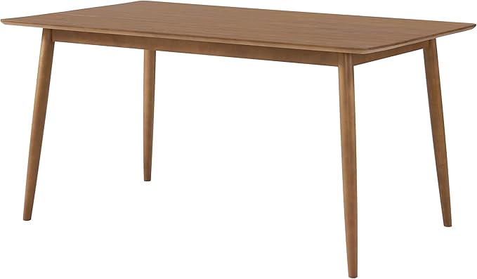 Alaterre Furniture Calais Dining – Mid Century Modern 59-Inch Rectangular Dining Table for 4 – Solid Wood Kitchen and Dining Room Table with Minimalist Design (Pecan Finish)