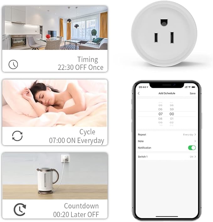 Smart Plug Compatible withHomeKit Electric Outlet Switch Socket Voice Control with Siri Alarm Timing Countdown 2.4G WiFi No Hub Required