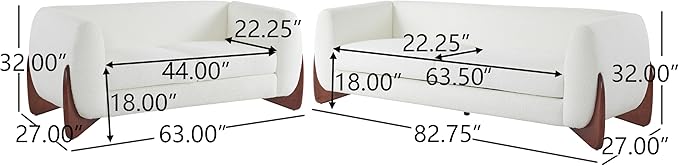 Christopher Knight Home Almad 2 Pieces Sofa Couch Set, Cozy 3-Seater Sofa and Loveseat for Living Room, Upholstered Couch Chair, Soft Seating Lounge Sofa with Wood Frame, Fabric, Beige