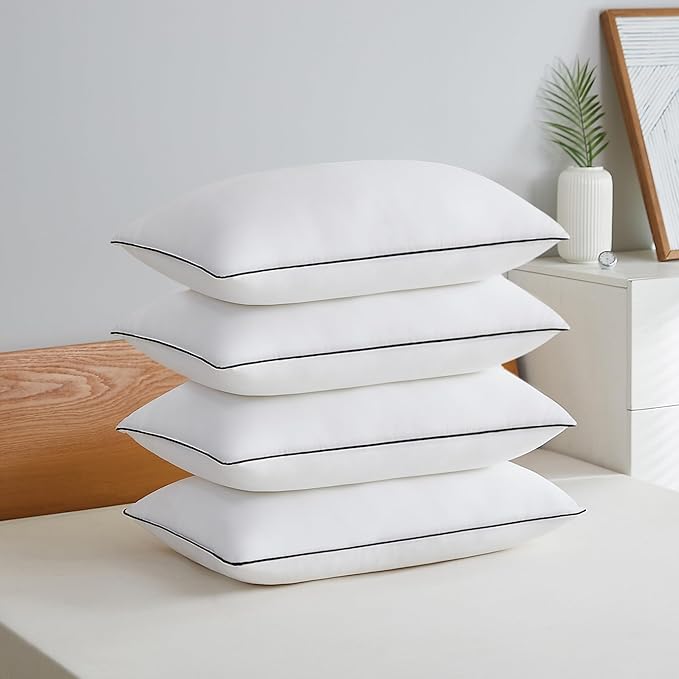 Acanva Bed Pillows King Size Set of 4, Fluffy 3D Down Like Filled, Machine Washable, Soft and Supportive for Side, Back or Stomach Sleepers