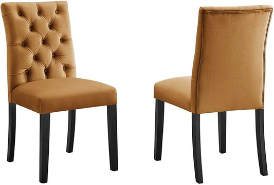 Modway Duchess Performance Velvet Set of 2 Dining Chair, Cognac