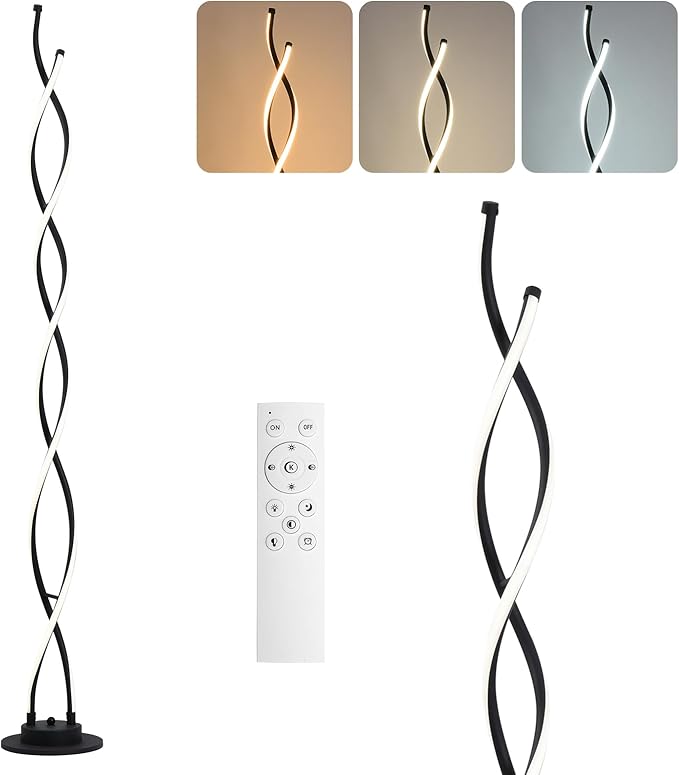 Floor Lamp, LED Modern Floor Lamps for Living Room, 2500LM-40W Lamps for Living Room 3Color Remote Dimmable Standing Lamp, 55" Floor Lamps for Living Room Bedroom Office