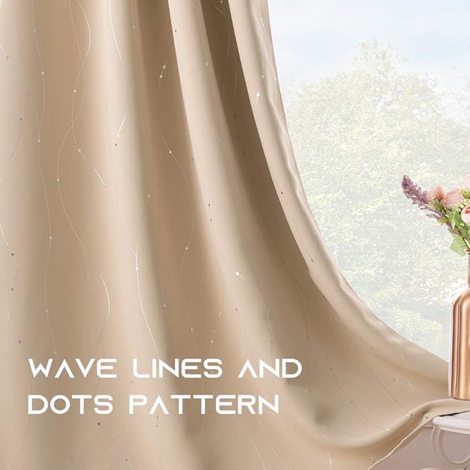 NICETOWN Bedroom Room Darkening Curtains - Triple Weave Microfiber Grommet Top Thermal Insulated Solid Room Darkening Panels/Drapes for Kid's Room (Biscotti Beige, 1 Pair, 52 inches by 95 Inch)
