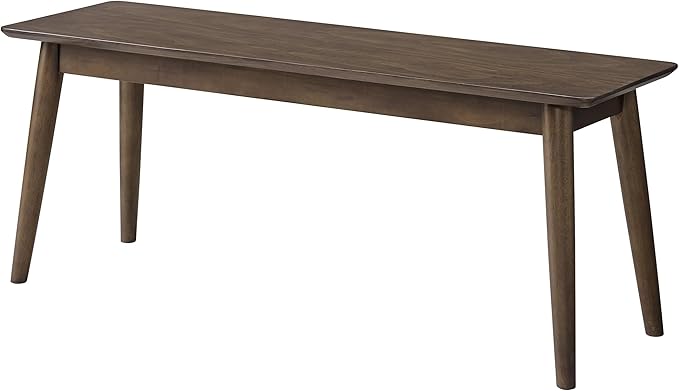 Alaterre Furniture Calais Dining – Mid Century Modern 46-Inch Solid Wood Dining Bench – Entryway Bench with Minimalist Design for Entryway, Dining Room, Kitchen, or Bedroom (Walnut Finish)