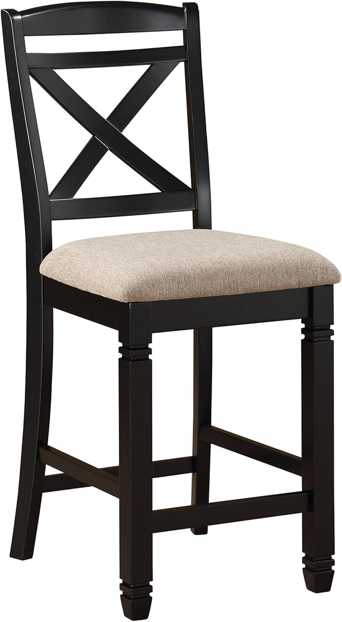 Homelegance Two-Tone Counter Height Chair (Set of 2), Black/Natural