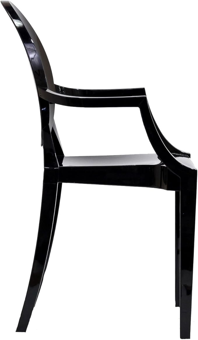 Modway Casper Modern Acrylic Stacking Two Dining Armchairs in Black