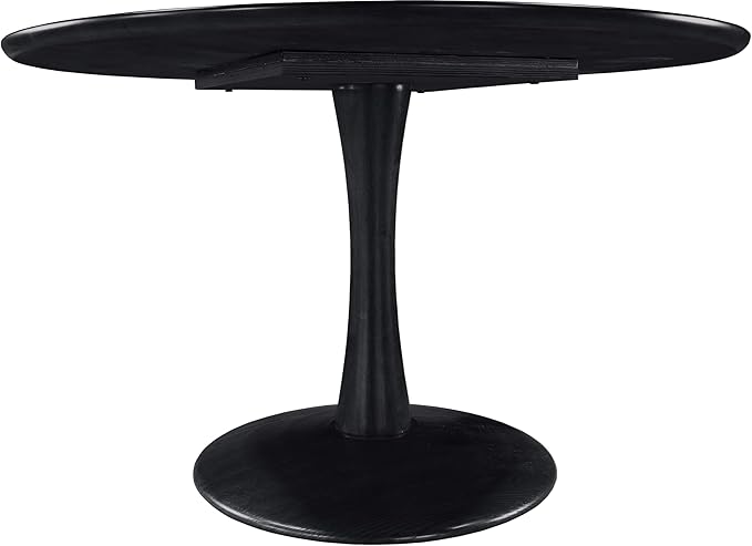 Meridian Furniture 915Black-T Holly Collection Mid-Century Modern Dining Table with Rich Black Finish, Solid Wood, Oak Veneer, 48" W x 48" D x 30" H, Black