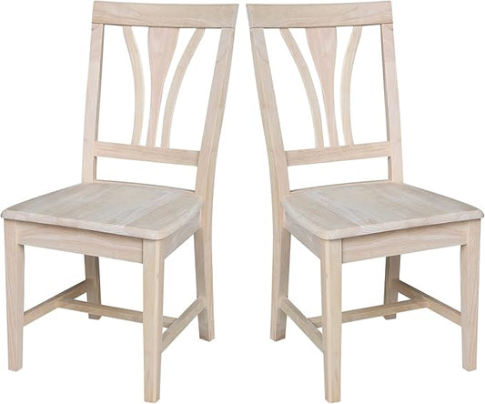 International Concepts Solid Wood Fanback Dining Chairs in Unfinshed (Set of 2)