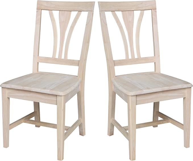 International Concepts Solid Wood Fanback Dining Chairs in Unfinshed (Set of 2)