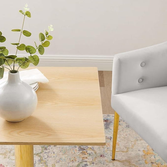 Modway Verne Square Wood Grain 24" Dining Table in Gold Natural