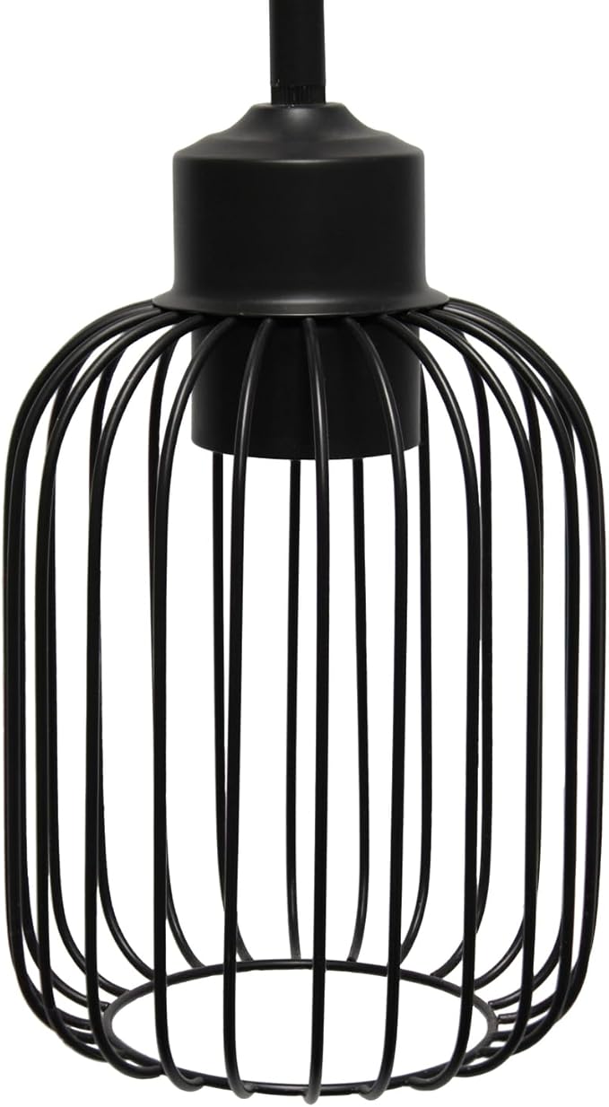 Elegant Designs PT1026-BLK 7" Industrial Farmhouse Metal Petite Adjustable Birdcage Hanging Ceiling Pendant, Black