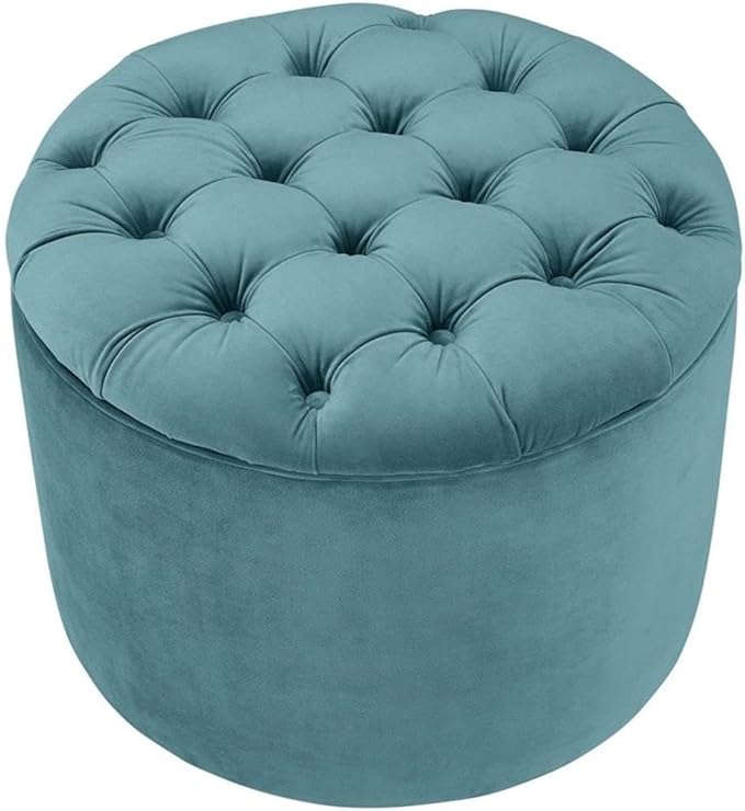 Tov Furniture Queen Sea Blue Velvet Storage Ottoman