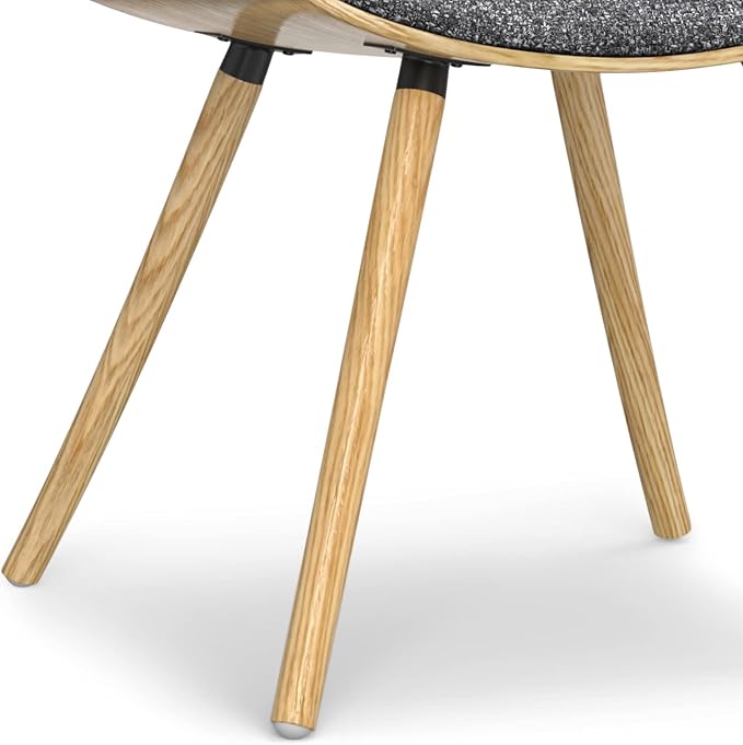 SIMPLIHOME Malden Dining Chair in Grey Woven Fabric, Light Wood Back, 22.8 x 20.9 x 30.9 inches, Mid-Century Modern Style for Dining Room