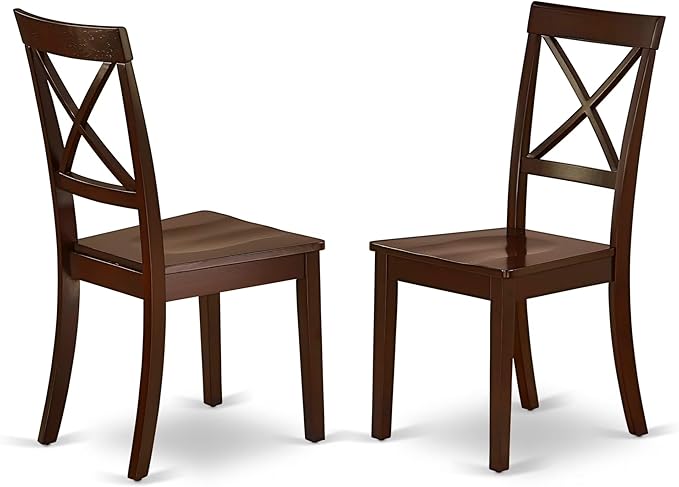 East West Furniture ANBO3-MAH-W 3 Piece Dining Set Contains a Round Kitchen Table with Pedestal and 2 Dining Chairs, 36x36 Inch, Mahogany