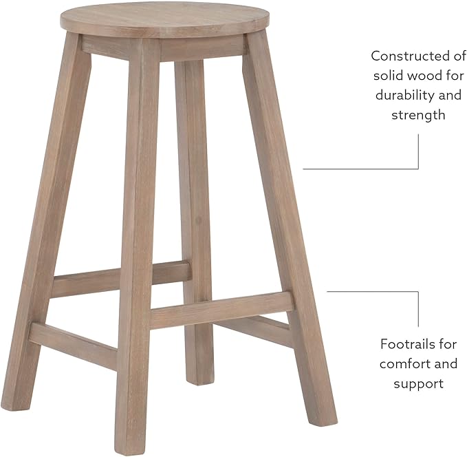 Zeke Grey Wash 24" Counter Stool with Round Seat by Linon