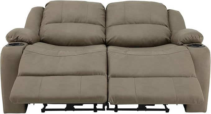 RecPro Charles 58" Powered Double RV Wall Hugger Recliner Sofa RV Loveseat with Upgraded 2023 Fabric (Putty)