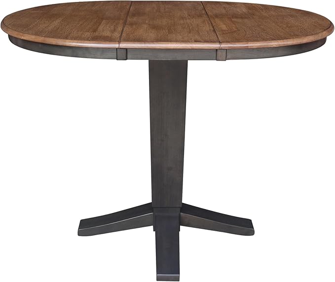 IC INTERNATIONAL CONCEPTS 36" Solid Wood Round Top Pedestal Dining Table with 12" Leaf - 36.1" H