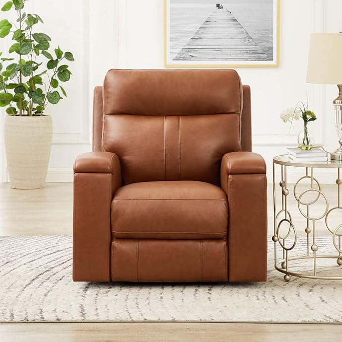 Hydeline Venice Zero Gravity Power Recline and Headrest Top Grain Leather Sofa and Recliner Set with Hidden Cup Holder, 86",Nutmeg Brown, Memory Foam, Pocket Coils and Control Panel